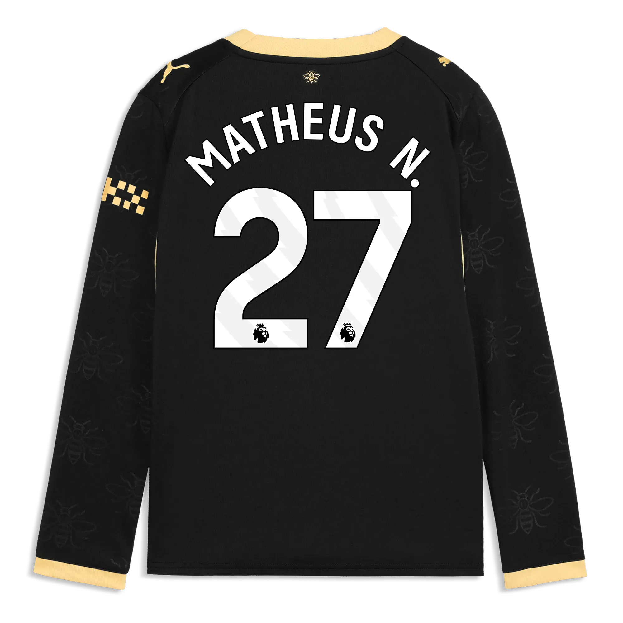 Kids’ Manchester City Away Jersey 2026/27 Long Sleeve With MATHEUS N. 27 Printing | Manchester City Shop