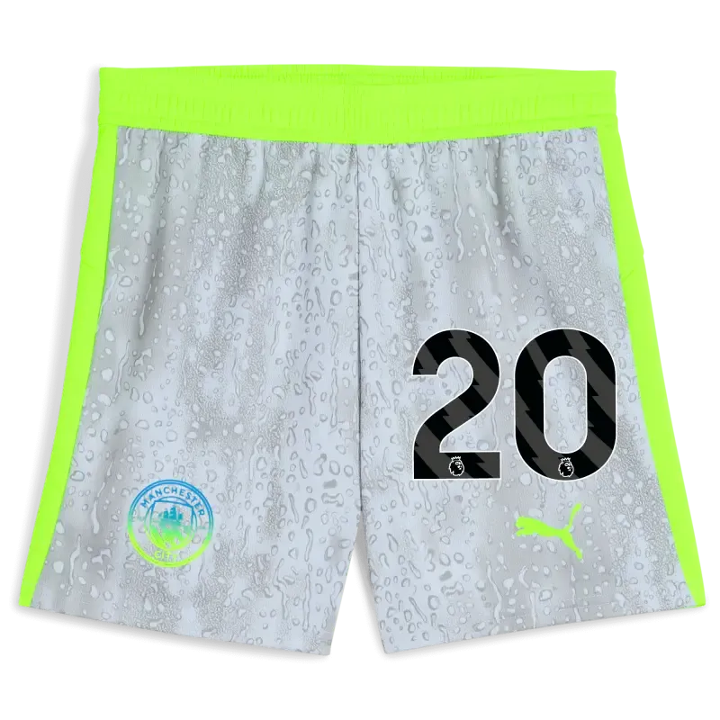 Kids' Manchester City Football Shorts 2025/26 With #20