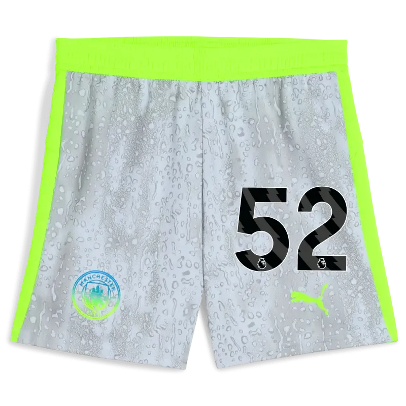 Kids' Manchester City Football Shorts 2025/26 With #52