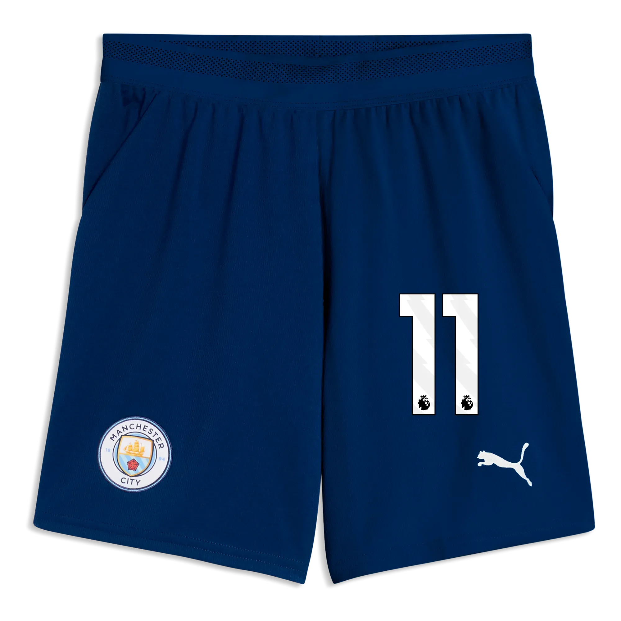 Kids Manchester City Football Shorts 2026/27 with #11 | Manchester City Shop
