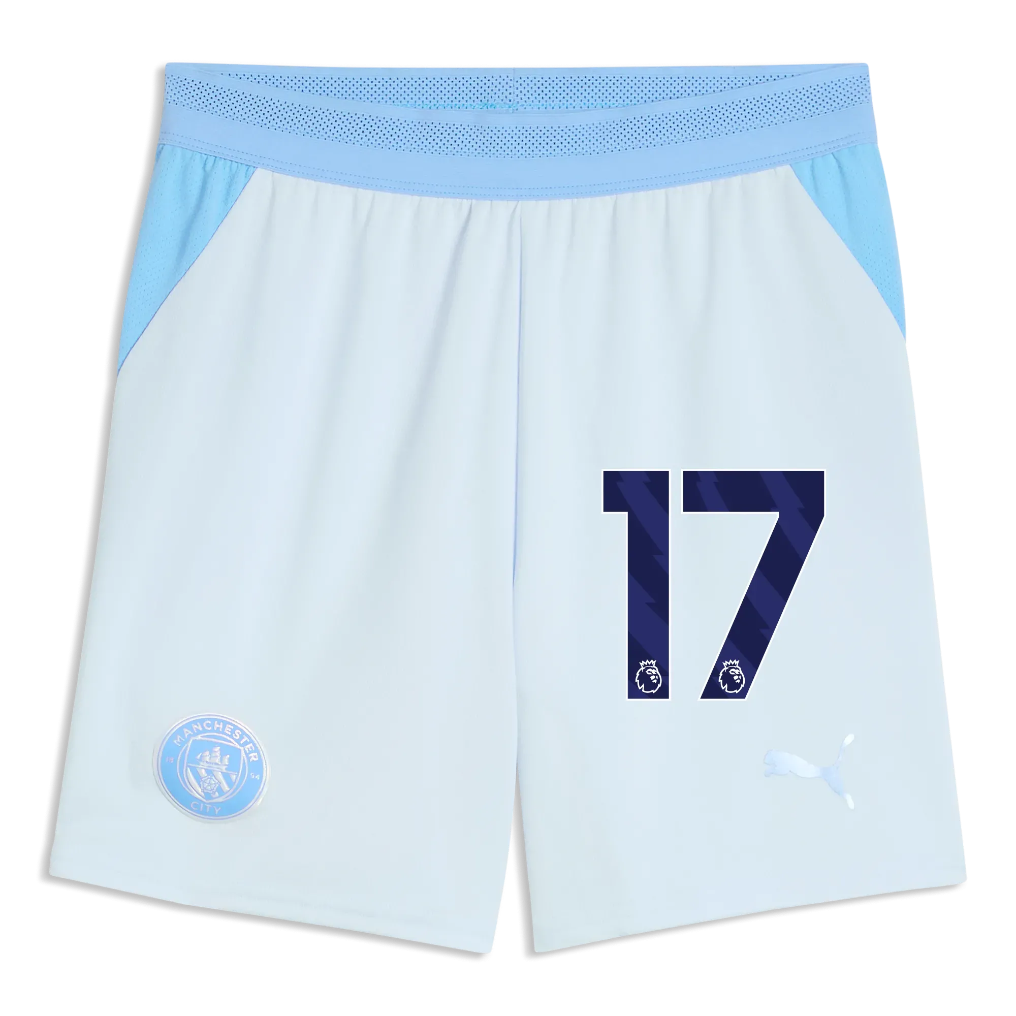 Kids Manchester City Football Shorts 2026/27 with #17 | Manchester City Shop