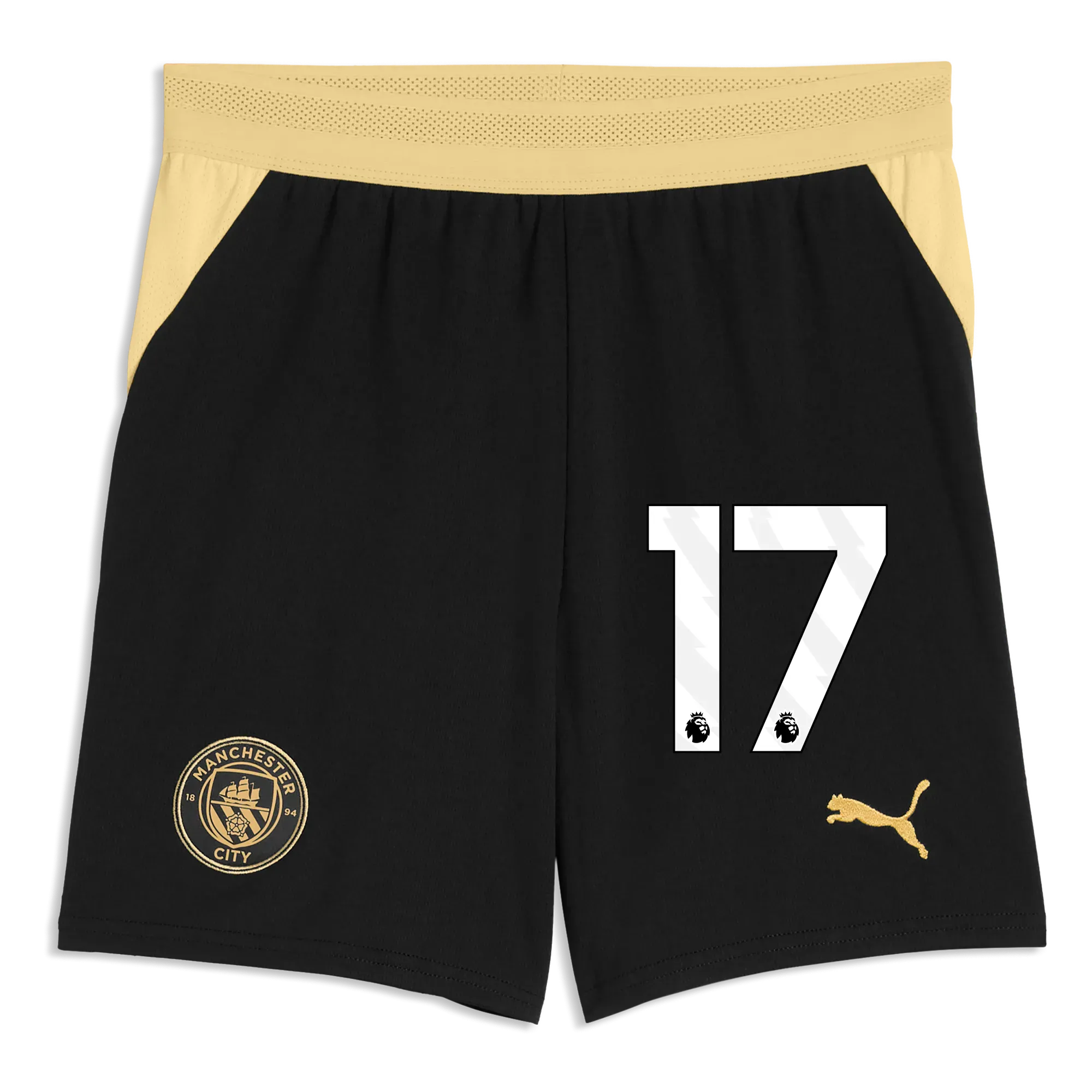 Kids Manchester City Football Shorts 2026/27 with #17 | Manchester City Shop