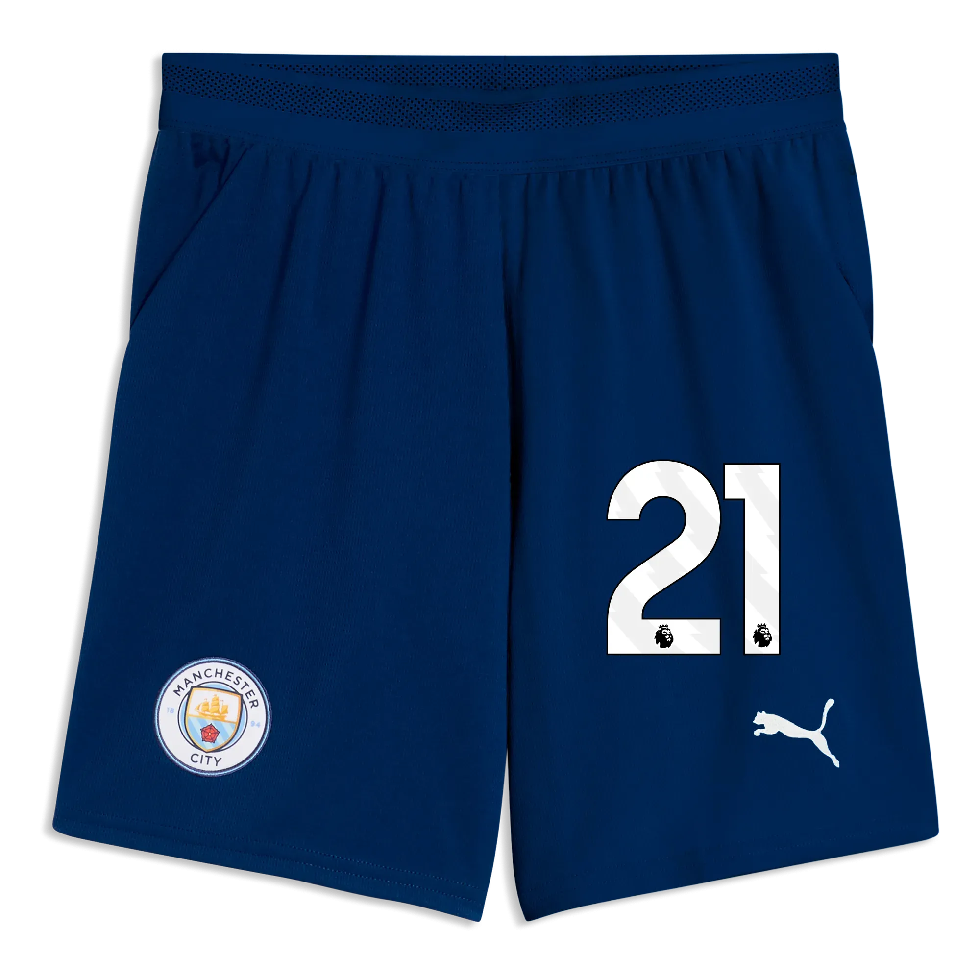 Kids Manchester City Football Shorts 2026/27 with #21 | Manchester City Shop