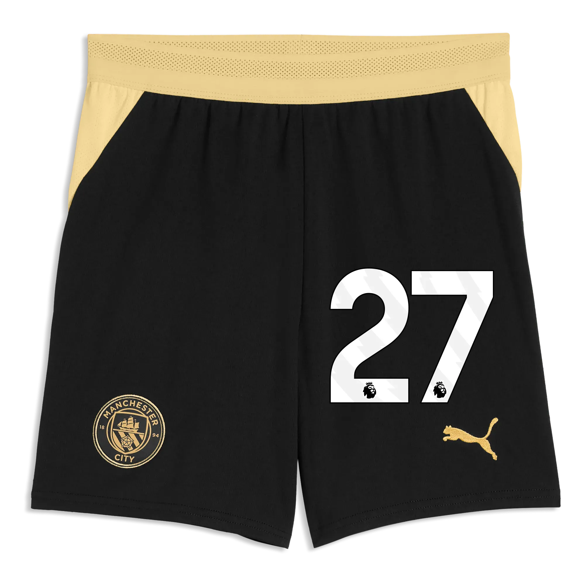 Kids Manchester City Football Shorts 2026/27 with #27 | Manchester City Shop