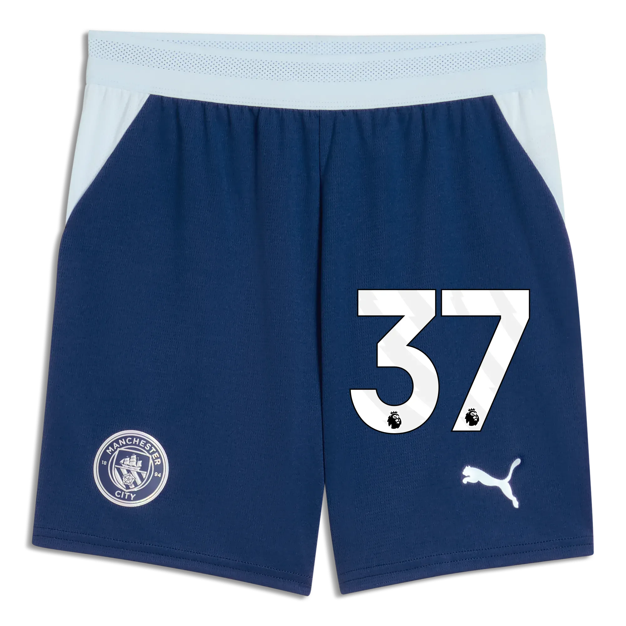 Kids Manchester City Football Shorts 2026/27 with #37 | Manchester City Shop