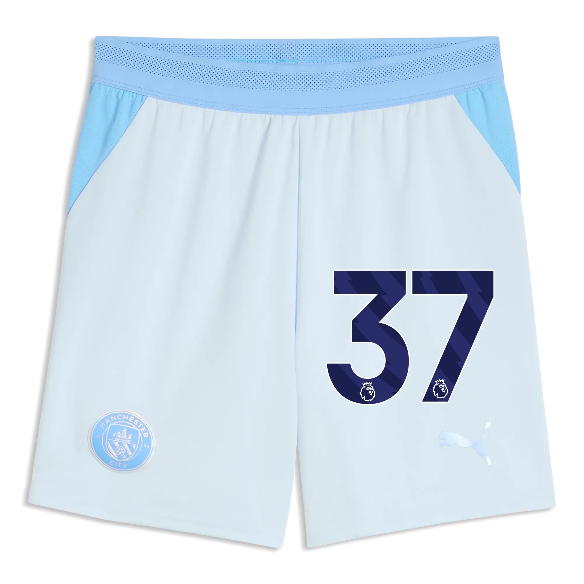 Kids Manchester City Football Shorts 2026/27 with #37 | Manchester City Shop