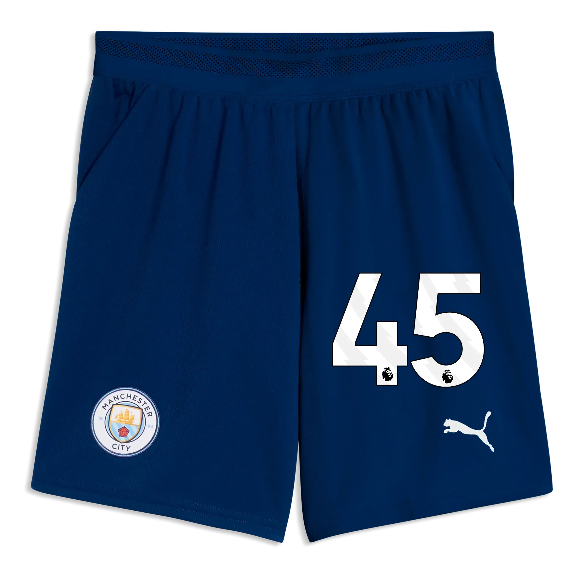 Kids Manchester City Football Shorts 2026/27 with #45 | Manchester City Shop