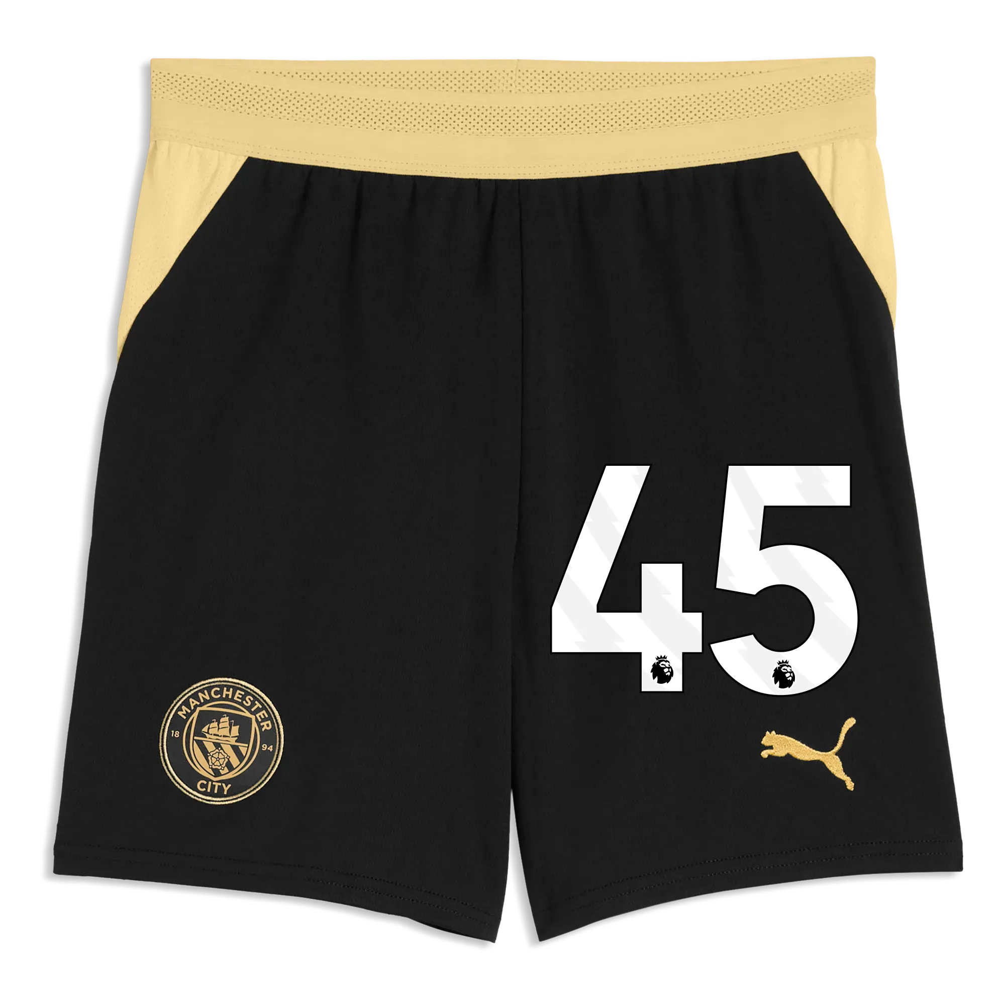 Kids Manchester City Football Shorts 2026/27 with #45 | Manchester City Shop
