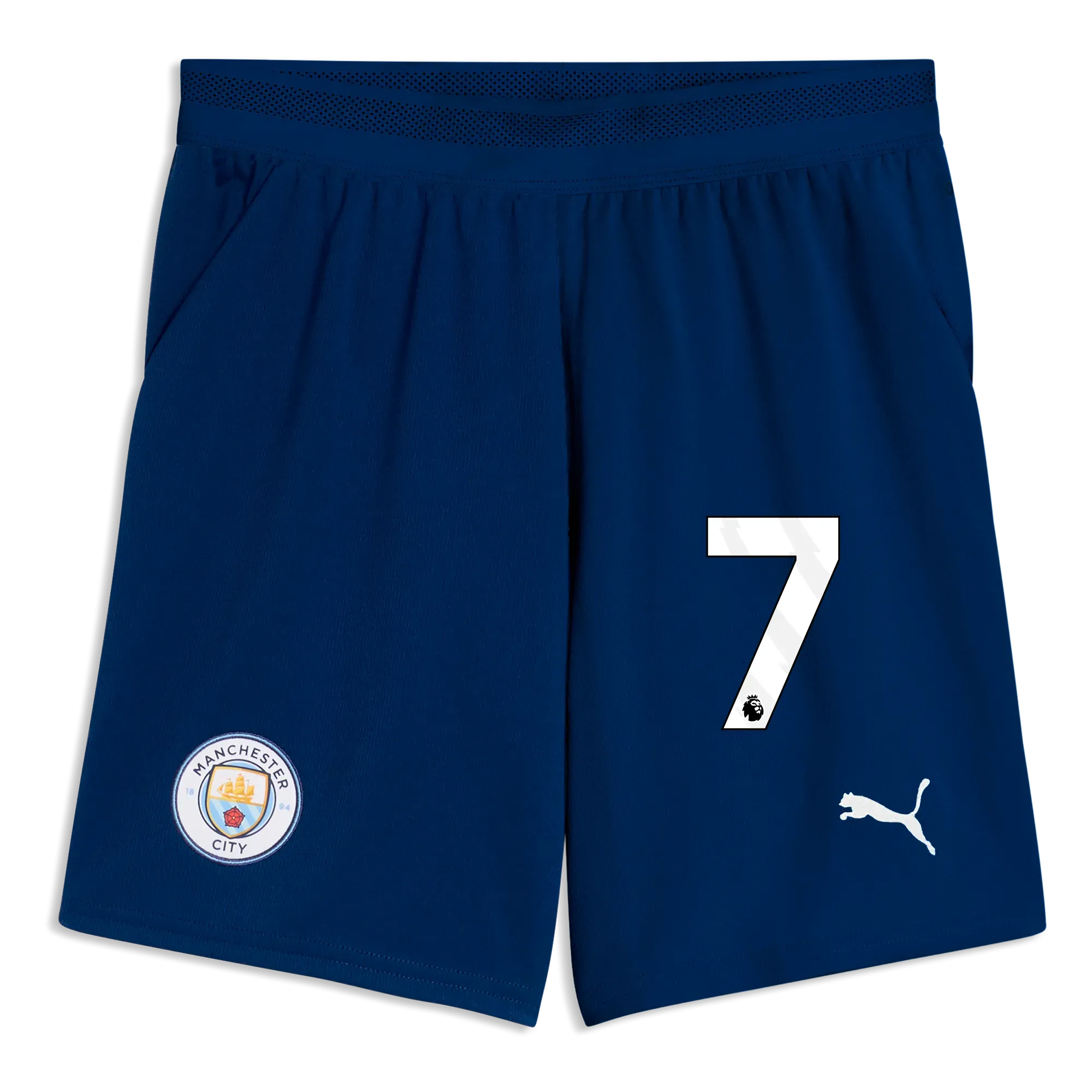 Kids Manchester City Football Shorts 2026/27 with #7 | Manchester City Shop