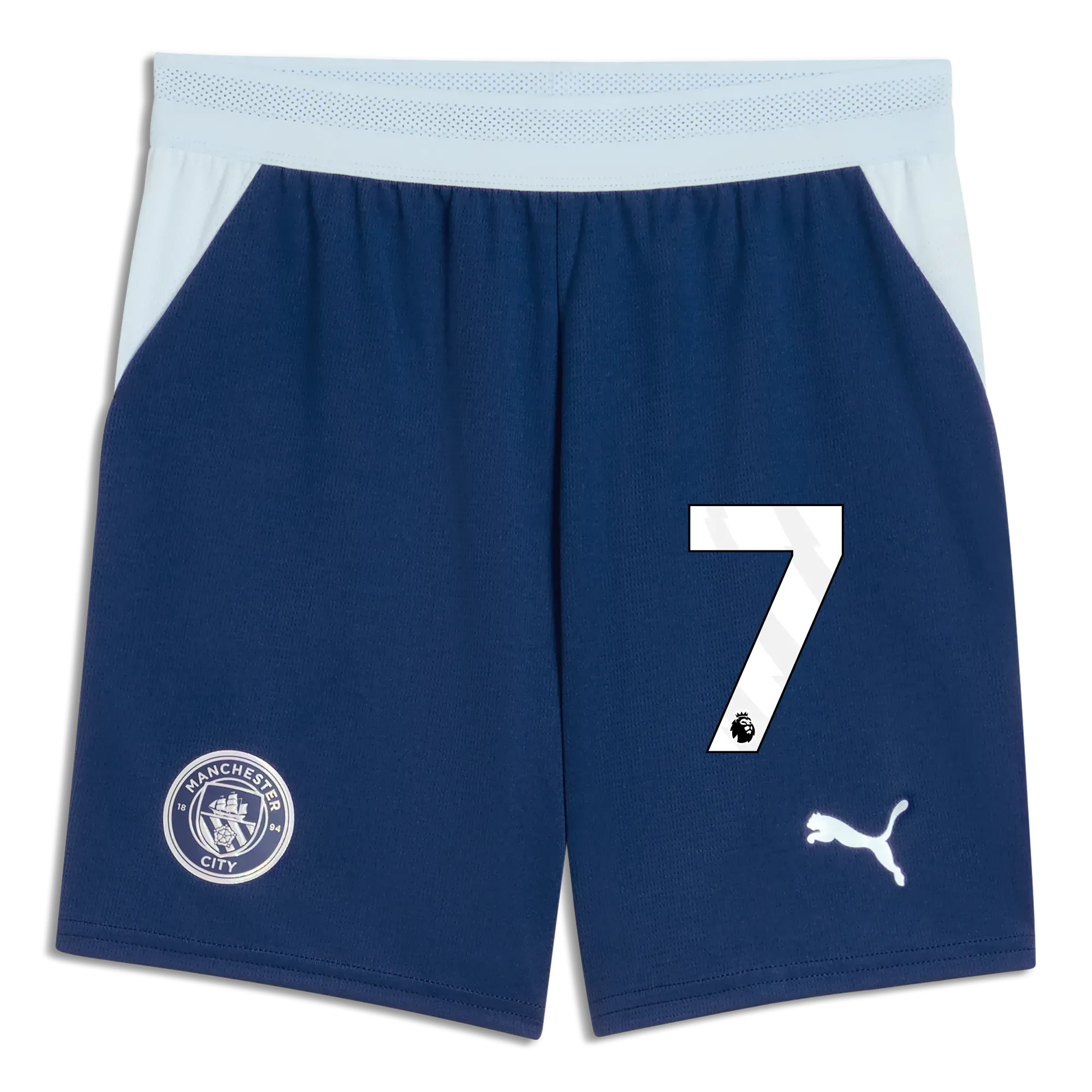 Kids Manchester City Football Shorts 2026/27 with #7 | Manchester City Shop