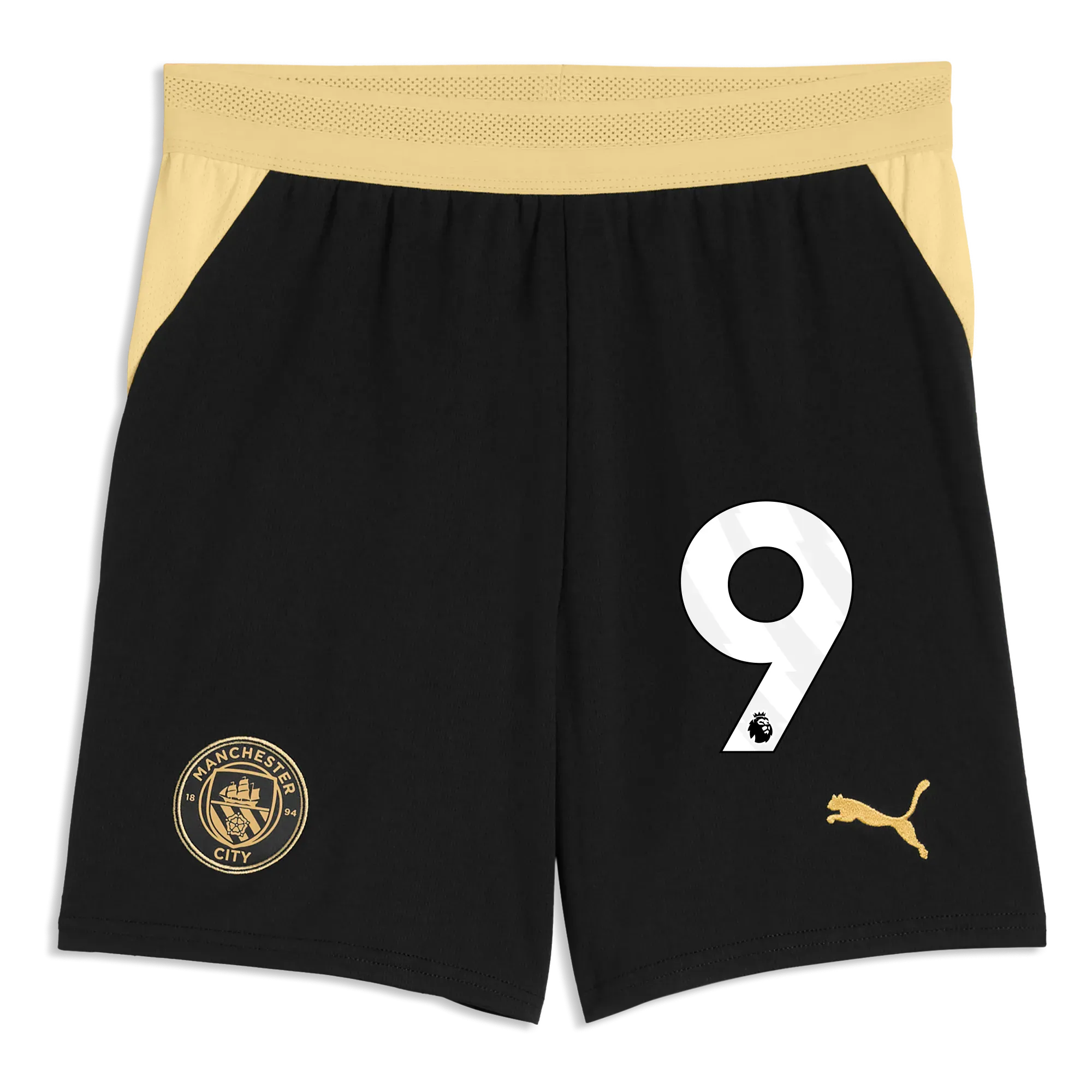 Kids Manchester City Football Shorts 2026/27 with #9 | Manchester City Shop