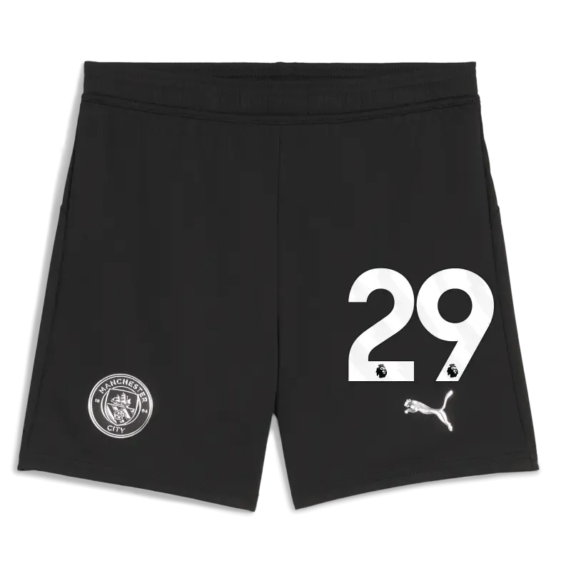 Kids' Manchester City Football Shorts Black 2025/26 With #29