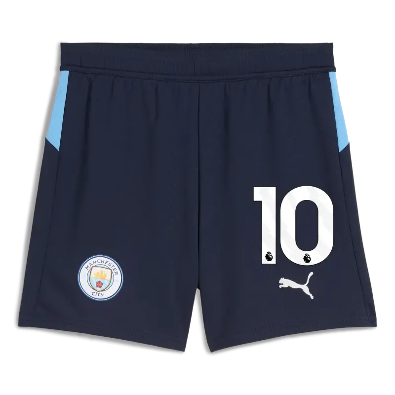 Kids' Manchester City Football Shorts Navy 2025/26 With #10