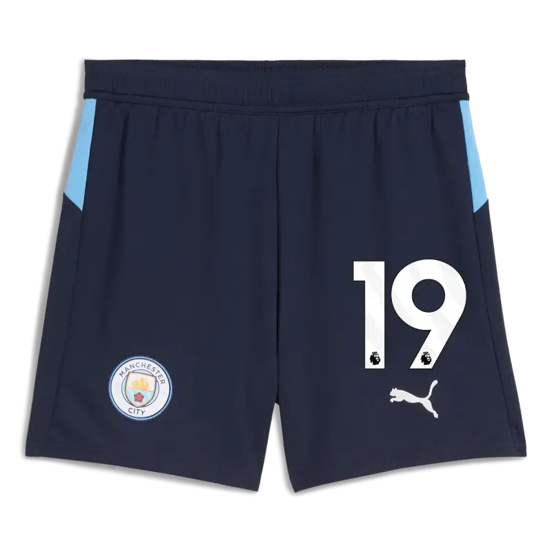 Kids' Manchester City Football Shorts Navy 2025/26 With #19