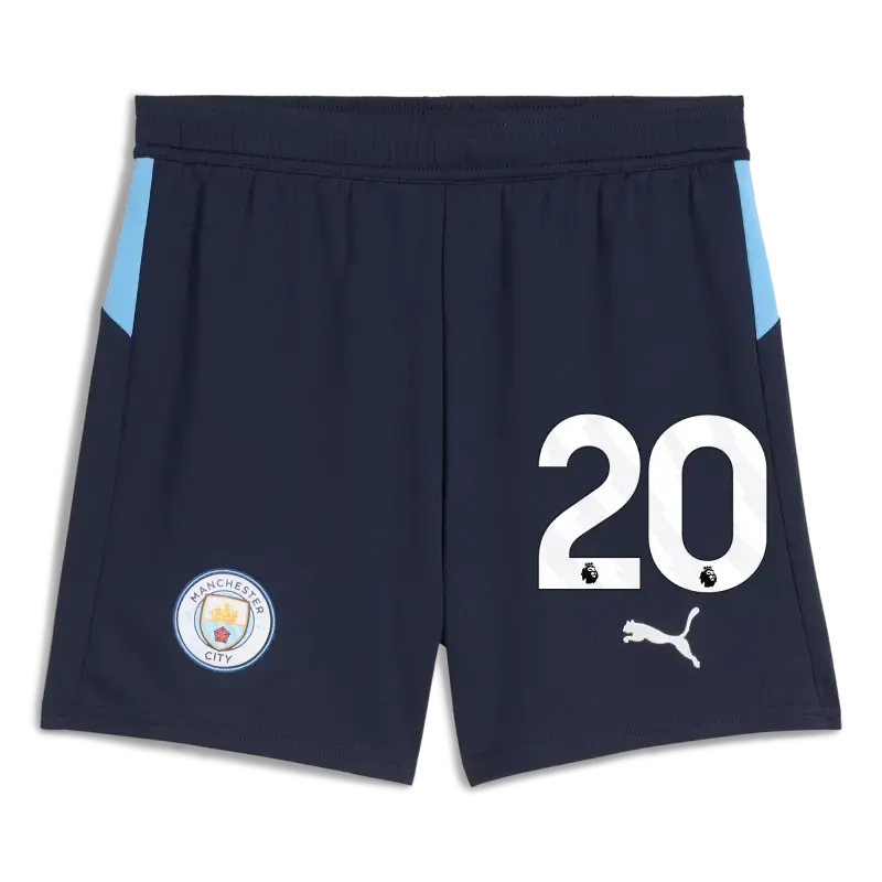 Kids' Manchester City Football Shorts Navy 2025/26 With #20