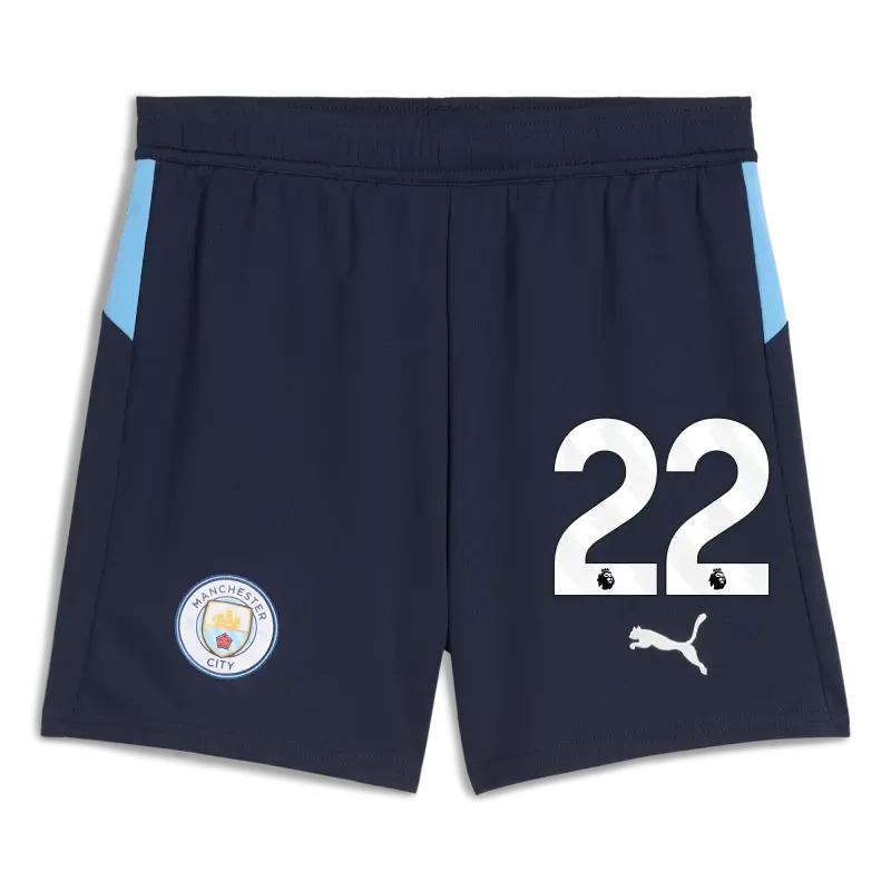 Kids' Manchester City Football Shorts Navy 2025/26 With #22