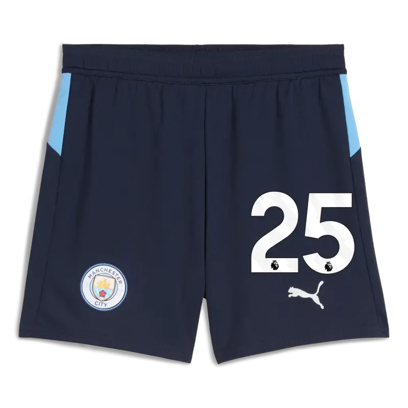 Kids' Manchester City Football Shorts Navy 2025/26 With #25