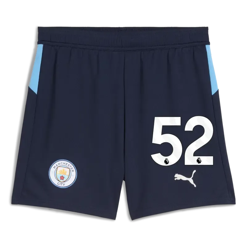 Kids' Manchester City Football Shorts Navy 2025/26 With #52