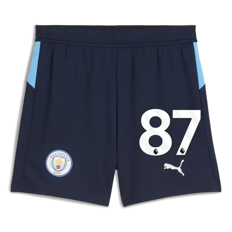 Kids' Manchester City Football Shorts Navy 2025/26 With #87