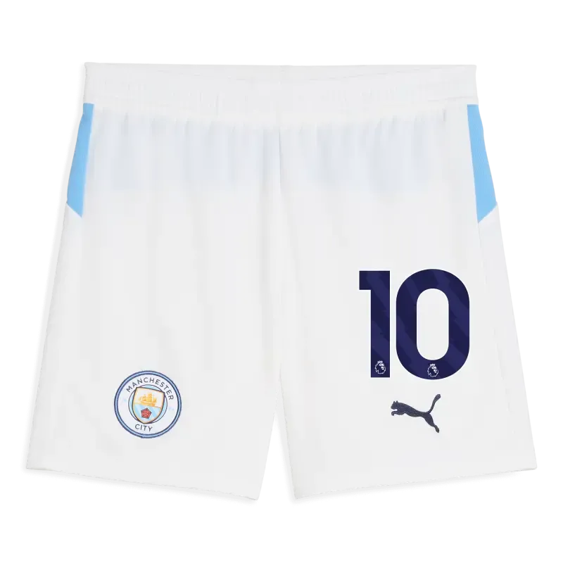 Kids' Manchester City Football Shorts White 2025/26 With #10