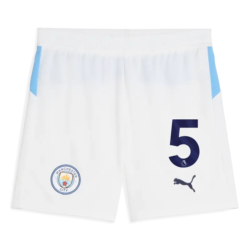 Kids' Manchester City Football Shorts White 2025/26 With #5