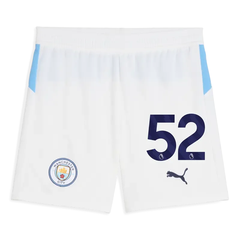 Kids' Manchester City Football Shorts White 2025/26 With #52