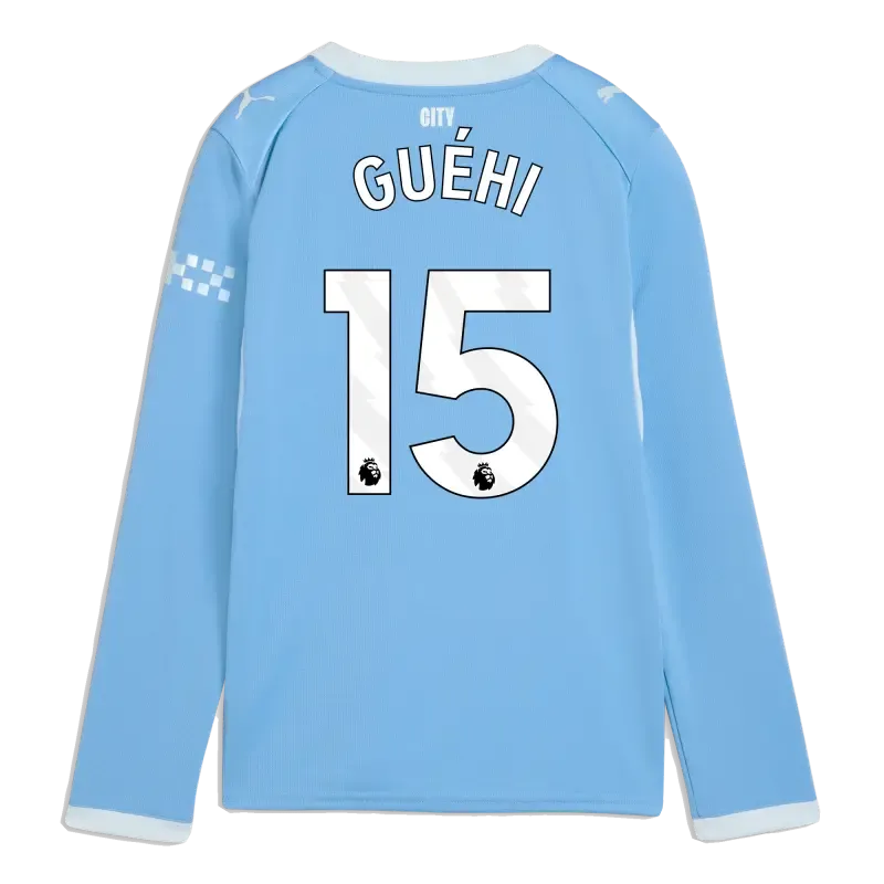 Kids' Manchester City Home Jersey 2026/27 Long Sleeve With GUéHI 15 Printing