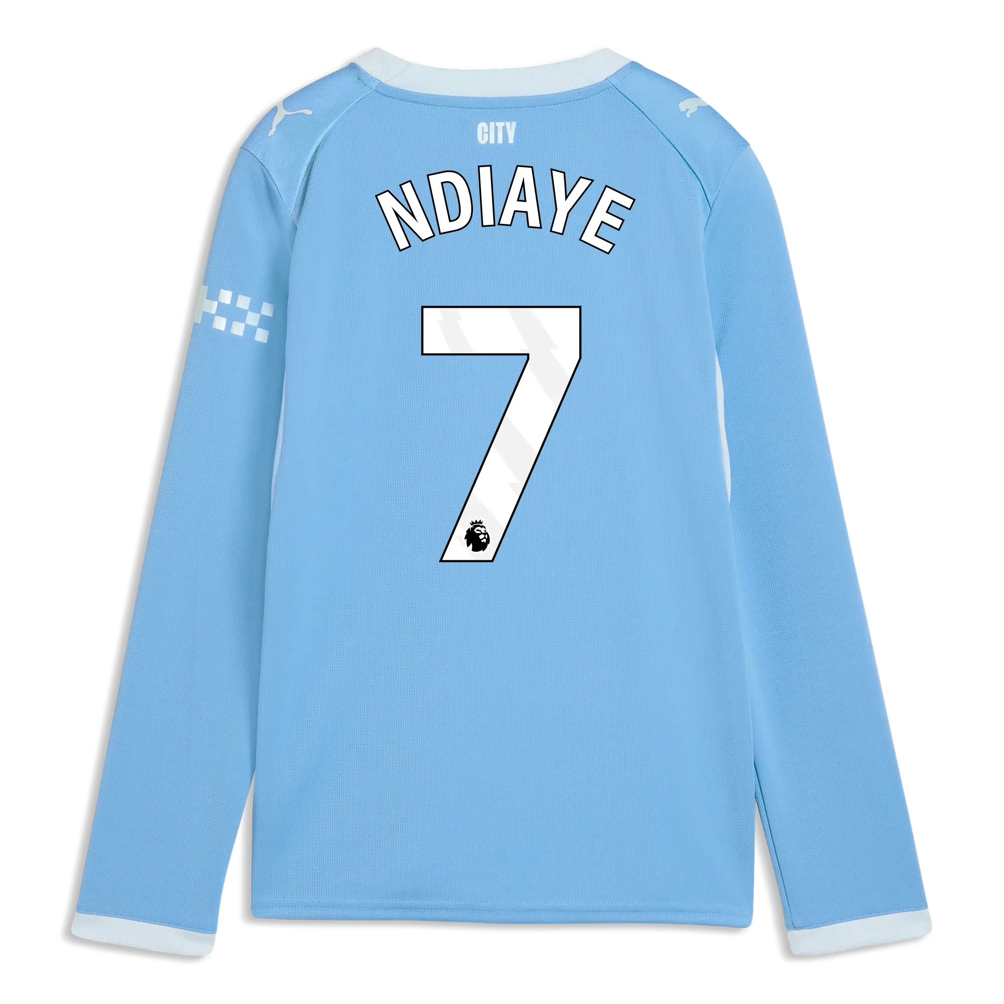 Kids’ Manchester City Home Jersey 2026/27 Long Sleeve With NDIAYE 7 Printing | Manchester City Shop