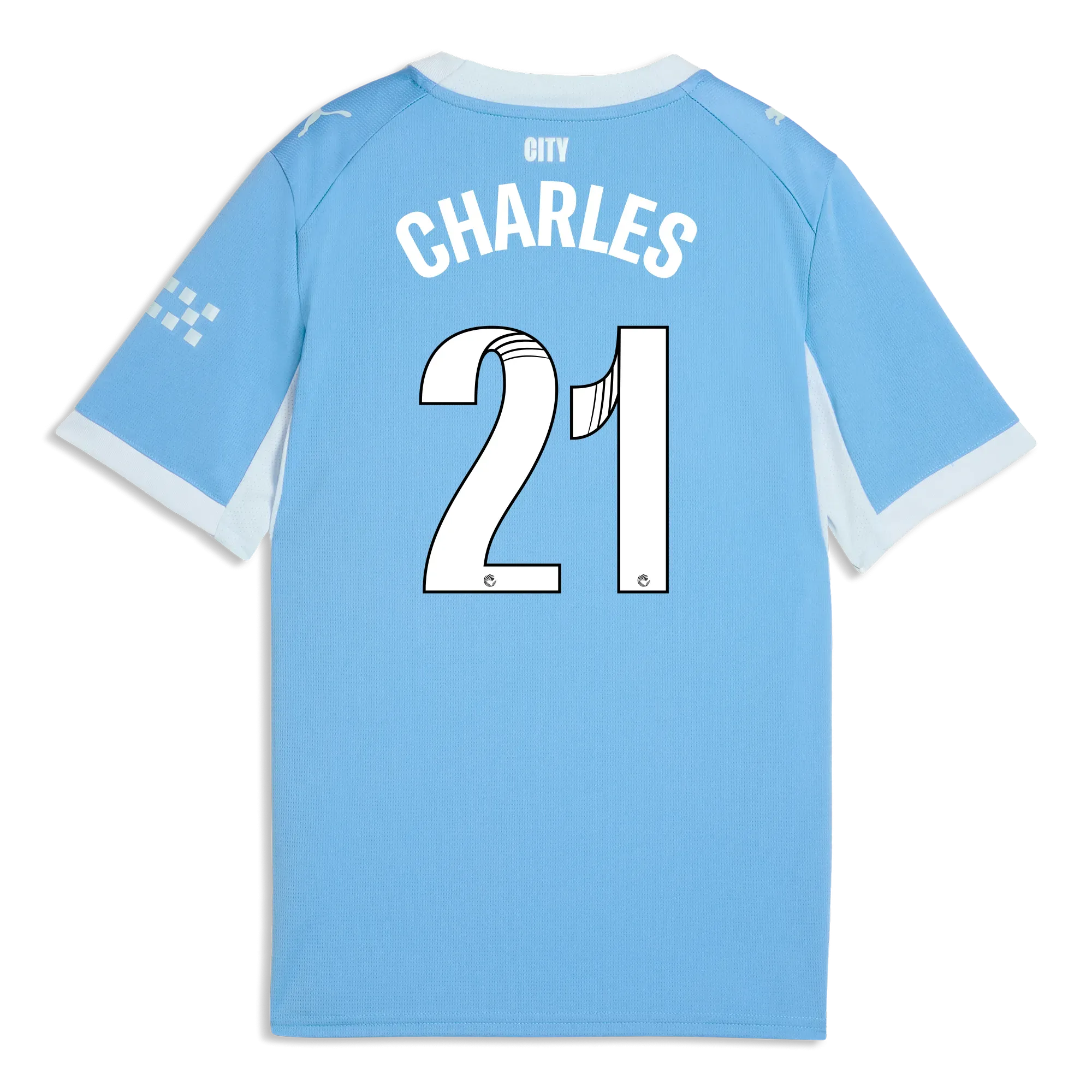 Kids’ Manchester City Home Jersey 2026/27 With CHARLES 21 Printing | Manchester City Shop