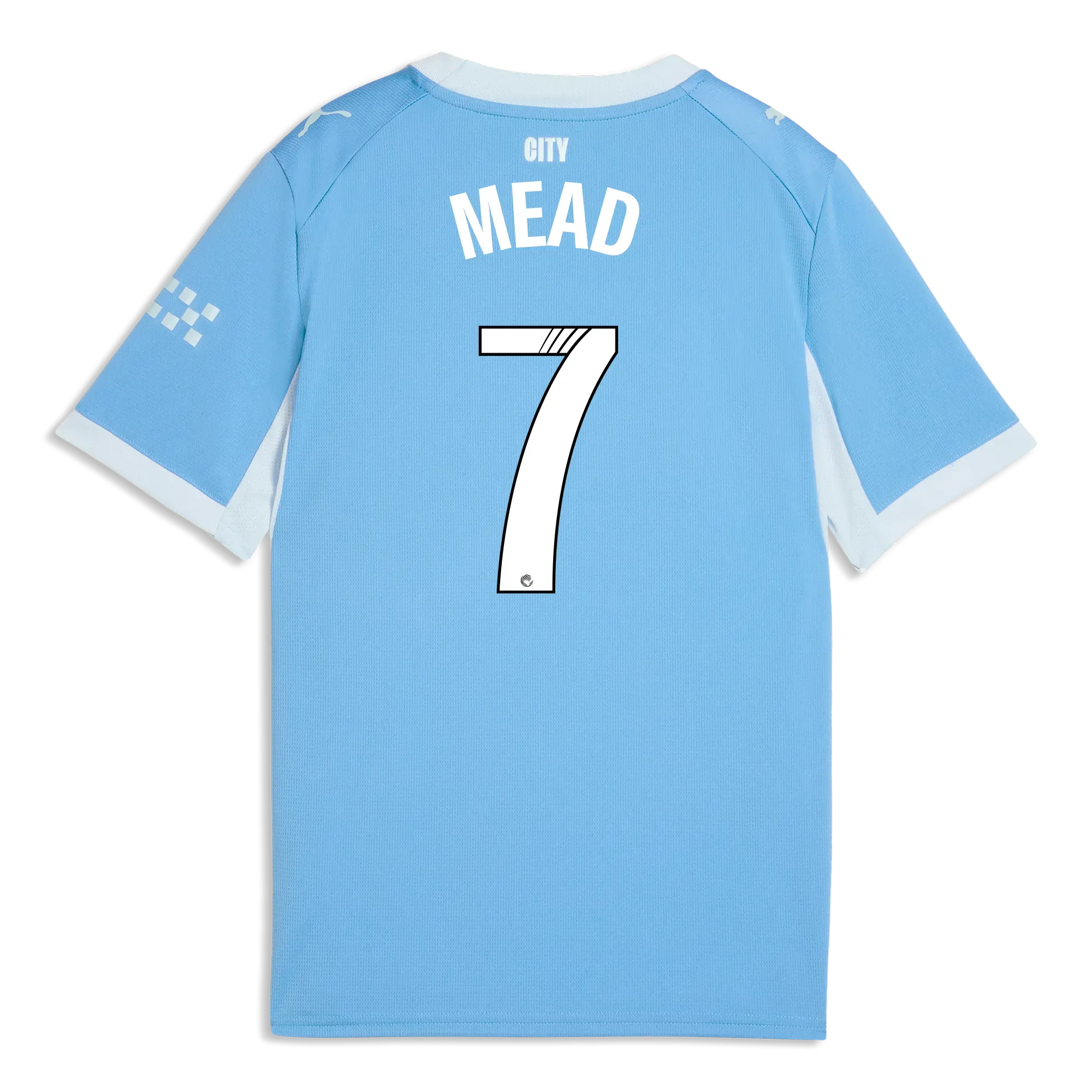 Kids’ Manchester City Home Jersey 2026/27 With MEAD 7 Printing | Manchester City Shop