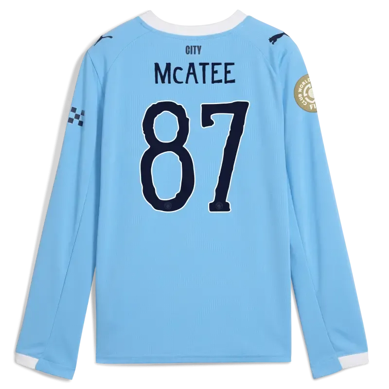 Kids' Manchester City KidSuper Club World Cup Home Jersey 2025/26 Long Sleeve With McATEE 87 Printing