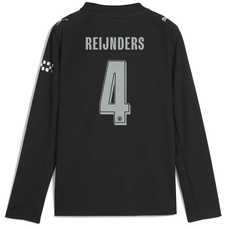Kids' Manchester City Man City Away Jersey 2025/26 Long Sleeve With REIJNDERS 4 Printing
