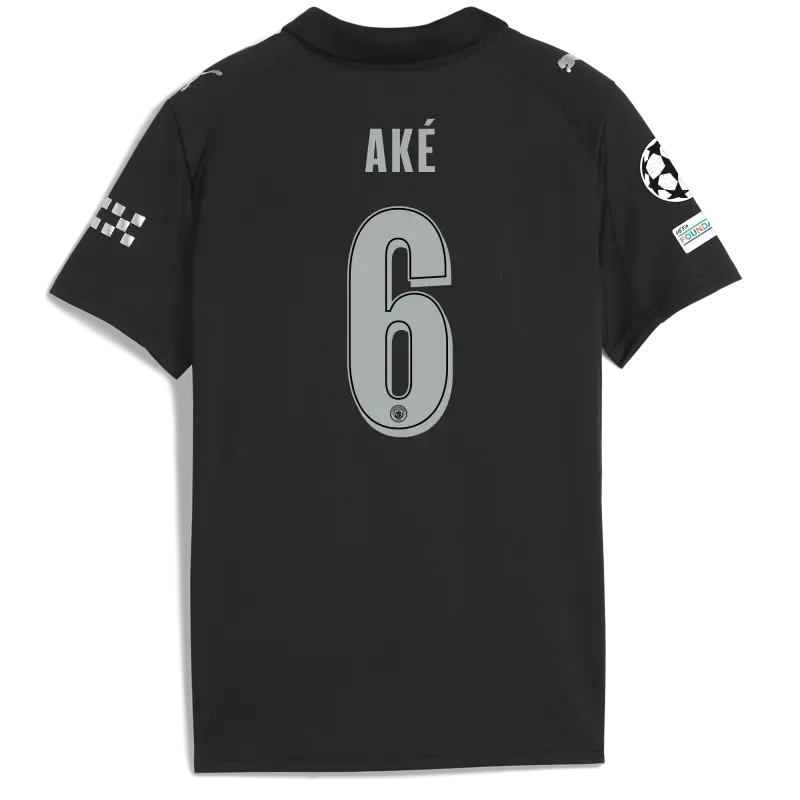 Kids' Manchester City Man City Champions League Away Jersey 2025/26 With AKÉ 6 Printing
