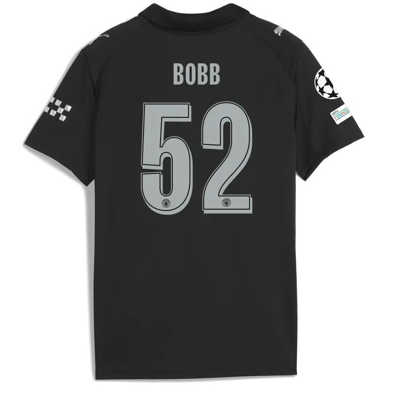 Kids' Manchester City Man City Champions League Away Jersey 2025/26 With BOBB 52 Printing