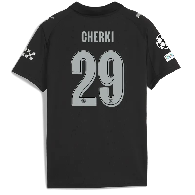 Kids' Manchester City Man City Champions League Away Jersey 2025/26 With CHERKI 29 Printing