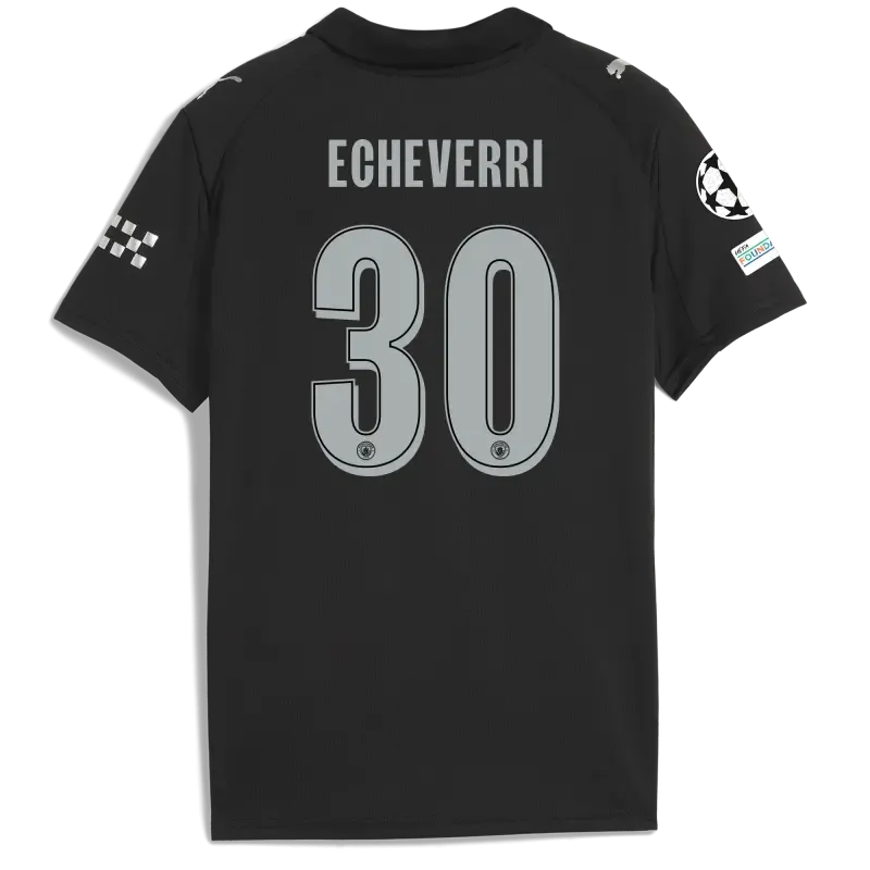 Kids' Manchester City Man City Champions League Away Jersey 2025/26 With ECHEVERRI 30 Printing