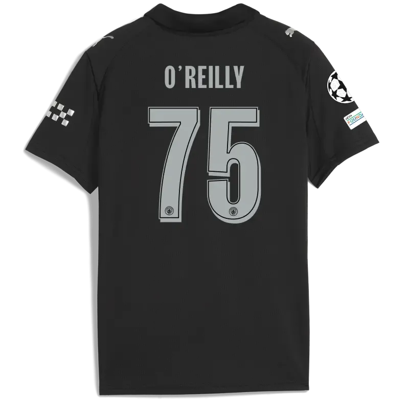 Kids' Manchester City Man City Champions League Away Jersey 2025/26 With O'REILLY 75 Printing
