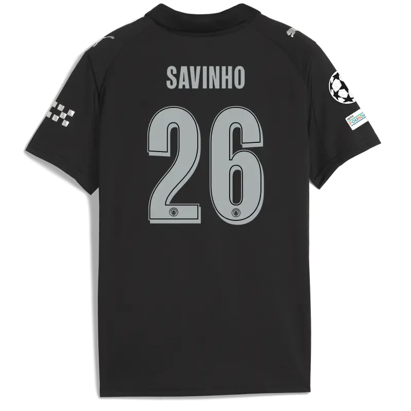 Kids' Manchester City Man City Champions League Away Jersey 2025/26 With SAVINHO 26 Printing