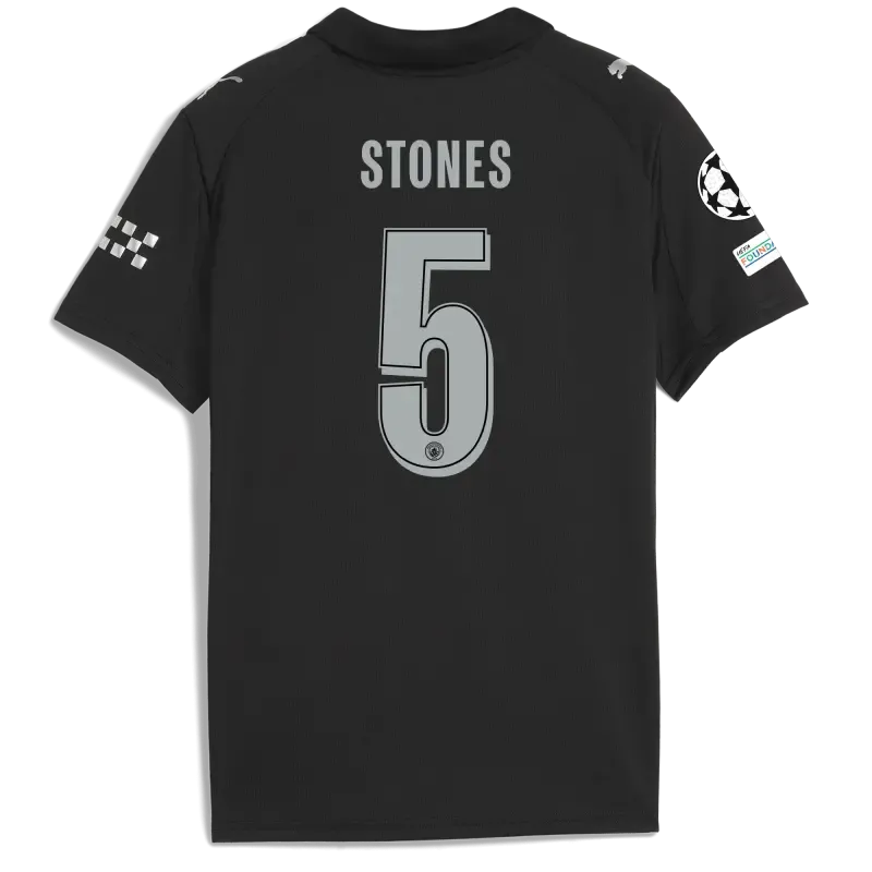 Kids' Manchester City Man City Champions League Away Jersey 2025/26 With STONES 5 Printing