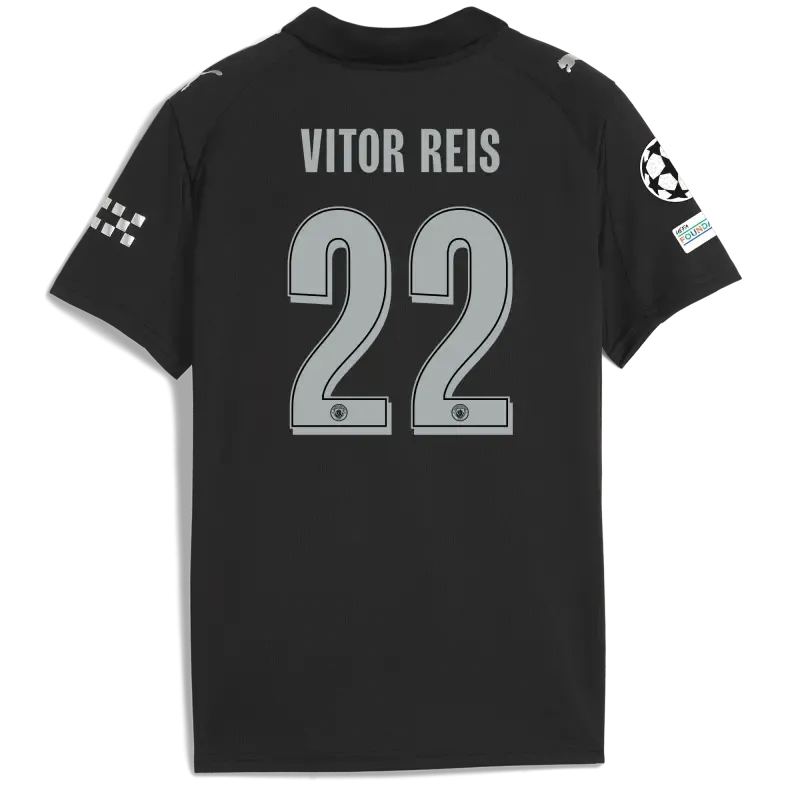 Kids' Manchester City Man City Champions League Away Jersey 2025/26 With VITOR REIS 22 Printing