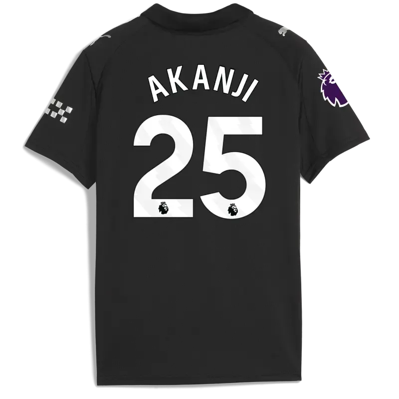 Kids' Manchester City Premier League Away Jersey 2025/26 With AKANJI 25 Printing