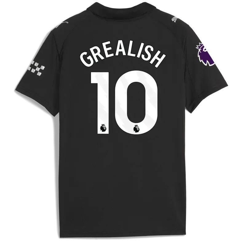 Kids' Manchester City Premier League Away Jersey 2025/26 With GREALISH 10 Printing