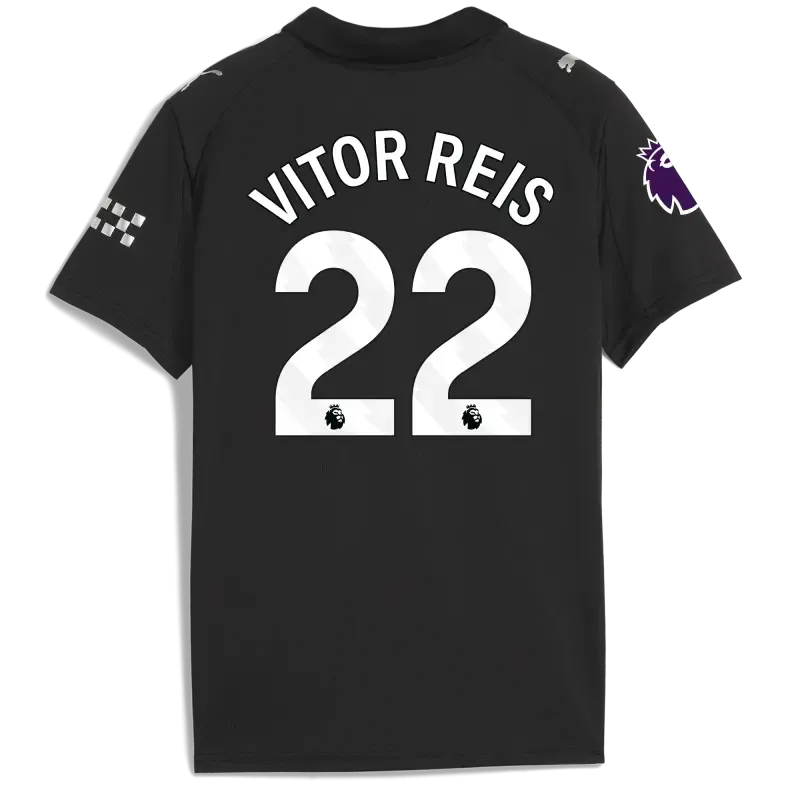 Kids' Manchester City Premier League Away Jersey 2025/26 With VITOR REIS 22 Printing