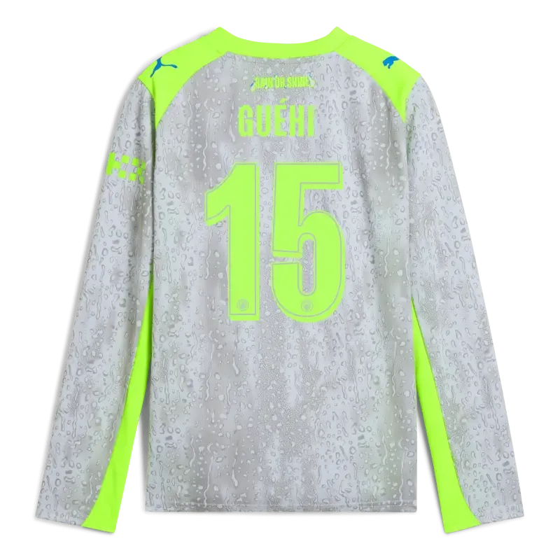 Kids' Manchester City Third Jersey 2025/26 Long Sleeve With GUéHI 15 Printing