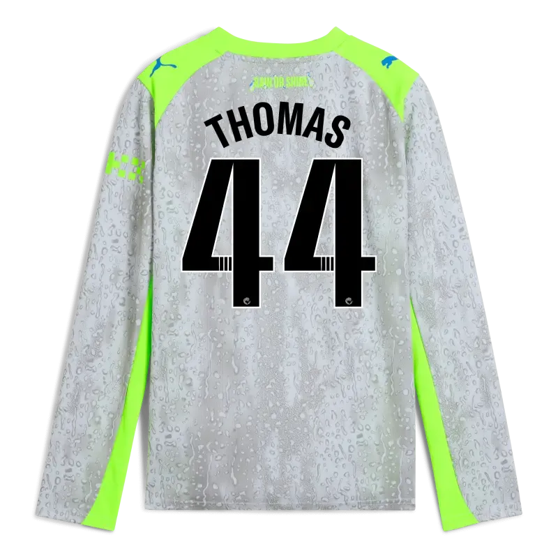 Kids' Manchester City Third Jersey 2025/26 Long Sleeve With THOMAS 44 Printing