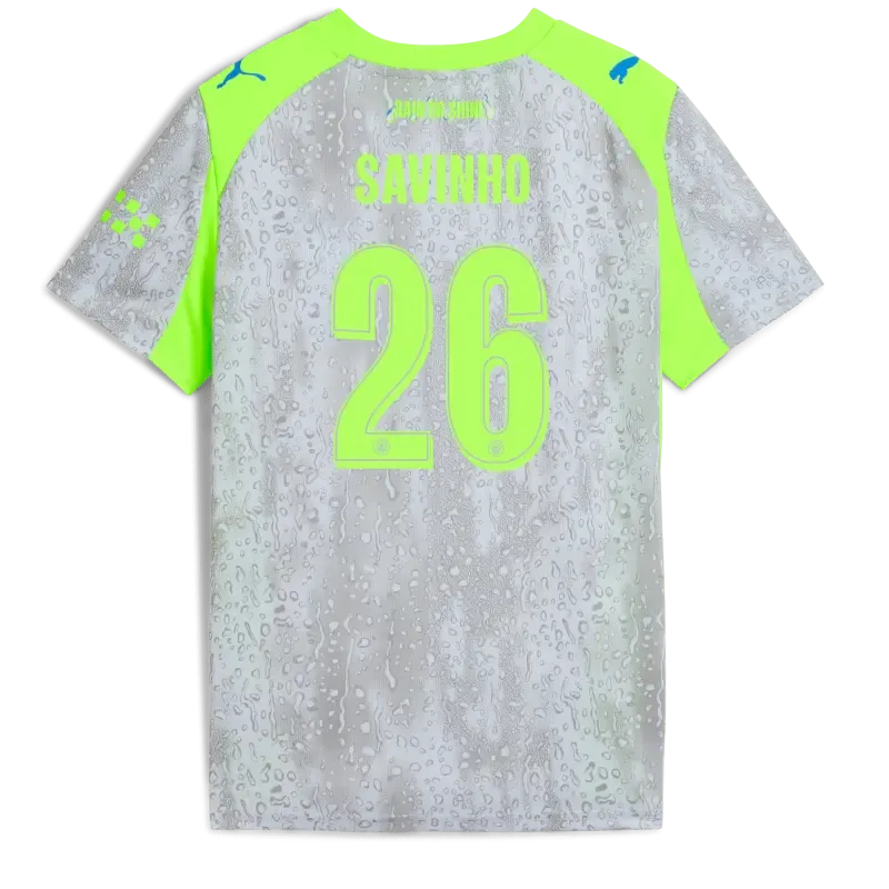 Kids' Manchester City Third Jersey 2025/26 With SAVINHO 26 Printing