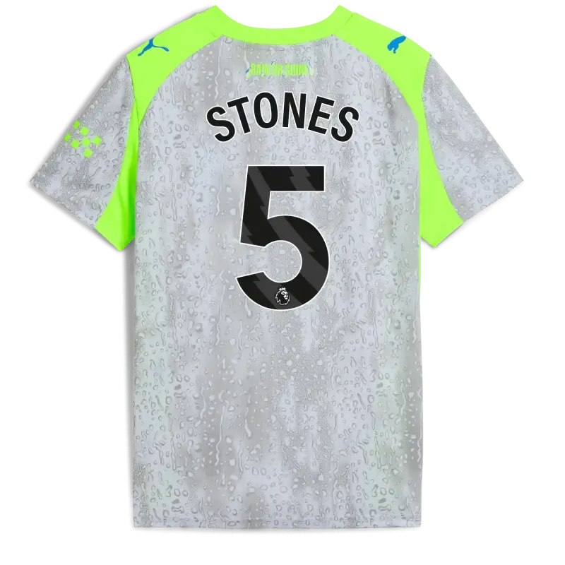 Kids' Manchester City Third Jersey 2025/26 With STONES 5 Printing
