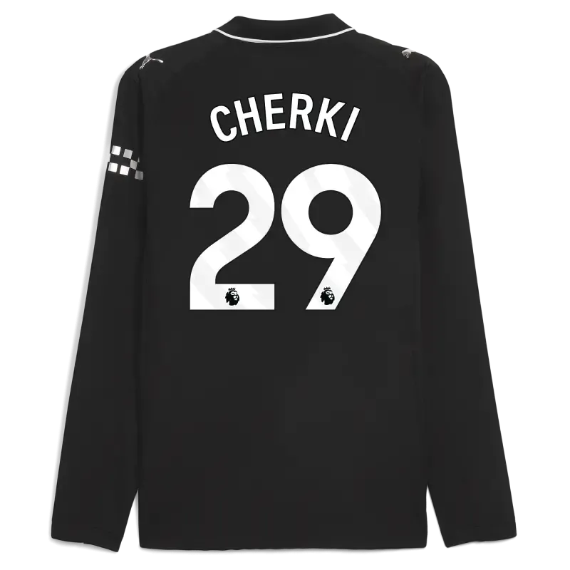 Manchester City Away Authentic Jersey 2025/26 Long Sleeve With CHERKI 29 Printing