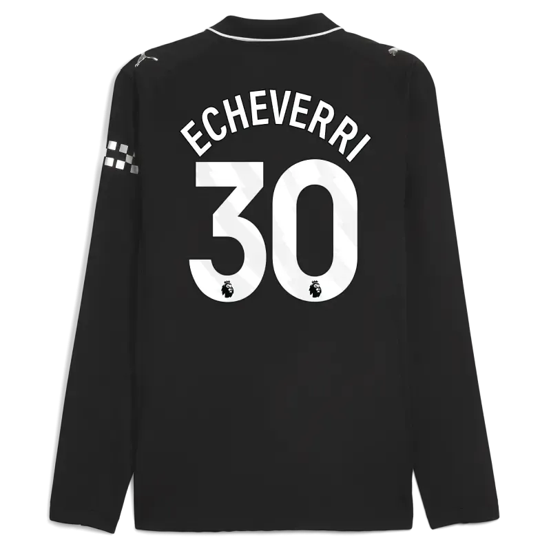 Manchester City Away Authentic Jersey 2025/26 Long Sleeve With ECHEVERRI 30 Printing