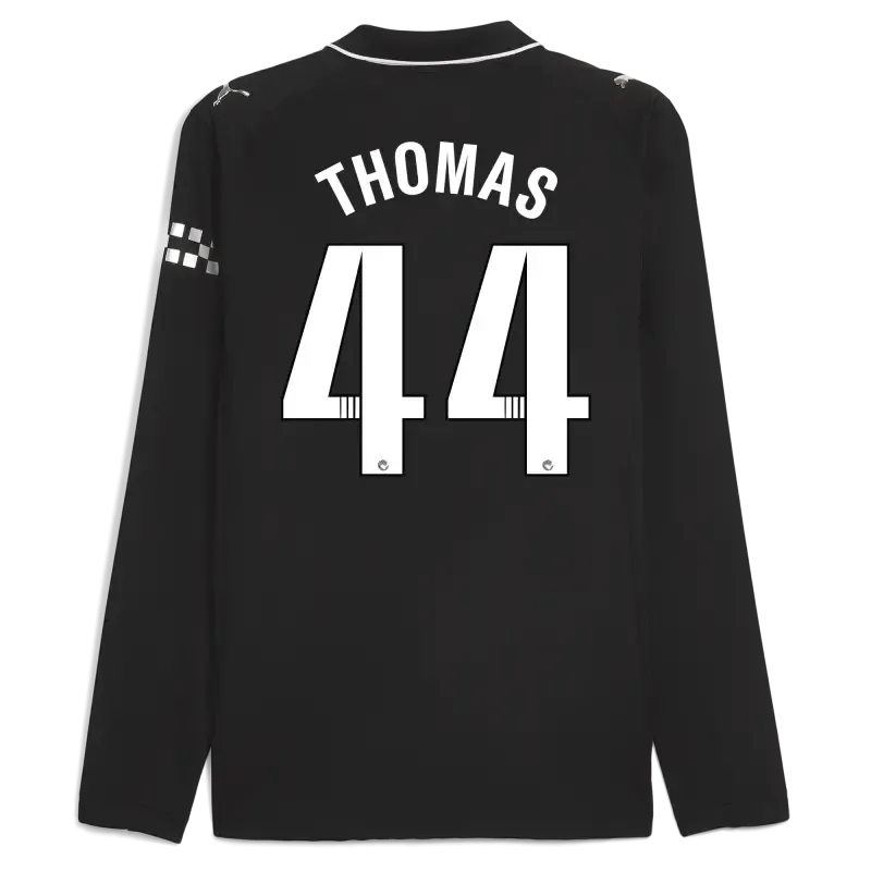 Manchester City Away Authentic Jersey 2025/26 Long Sleeve With THOMAS 44 Printing